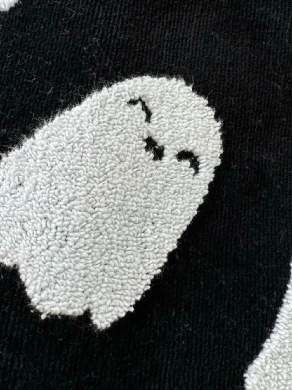 CARO Halloween Ghost Bath Towel in Black & White with Orange Trim